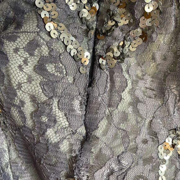 Aidan Mattox Sequin Slate Grey/Purple Prussian Fit & Flare Mini Dress | SZ 2 - Picture 14 of 17